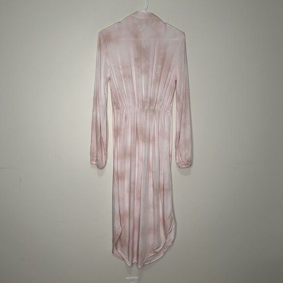 Cloth & Stone Shirt Dress Womens XS Banded Collar Curved Hem Button Front Pink - Picture 6 of 11